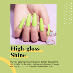 Beetles neon green polish in a salon setting highlighting professional-quality finish