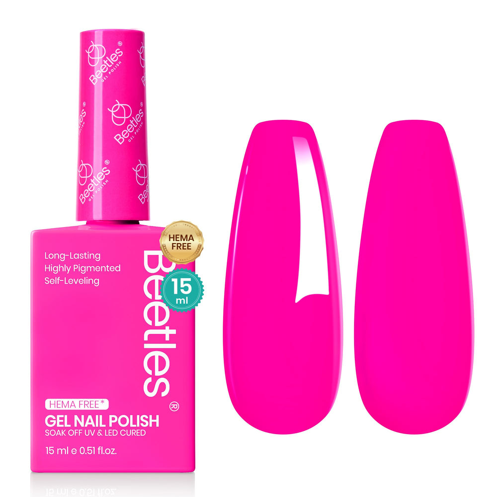 beetles bottle front view neon pink shows true shade and fast selection