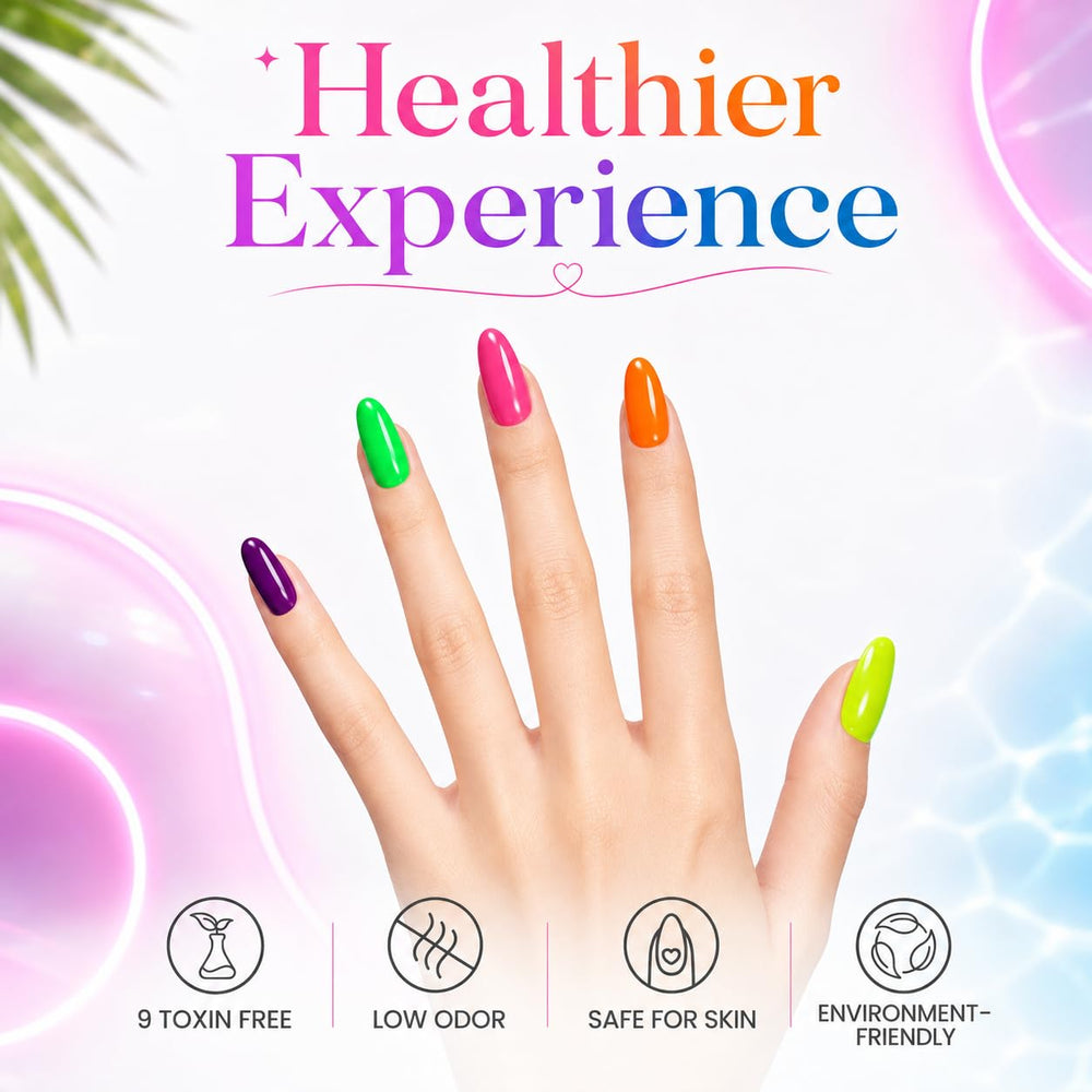 beetles fingertip swatches showing neon finish and high-gloss benefit