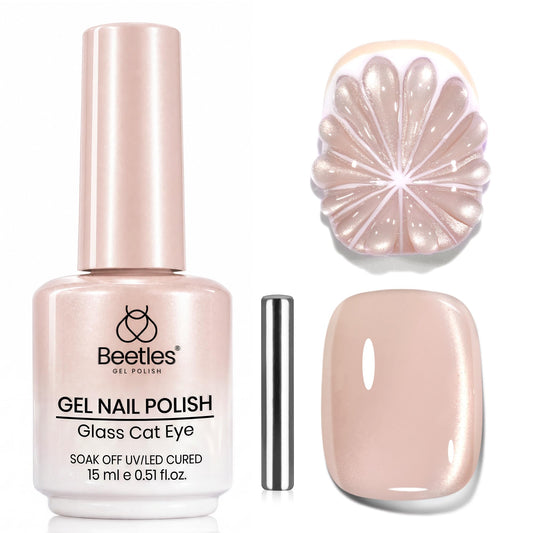 Beetles front packaging showing 15ml nude cat eye polish, stylish and portable