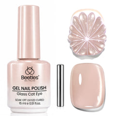 Beetles front packaging showing 15ml nude cat eye polish, stylish and portable