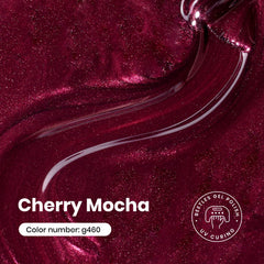 beetles brush loaded with gel polish showing smooth Cherry Mocha application and coverage