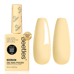 Beetles Gel Polish bottle front view showing pastel yellow shade and accurate color preview