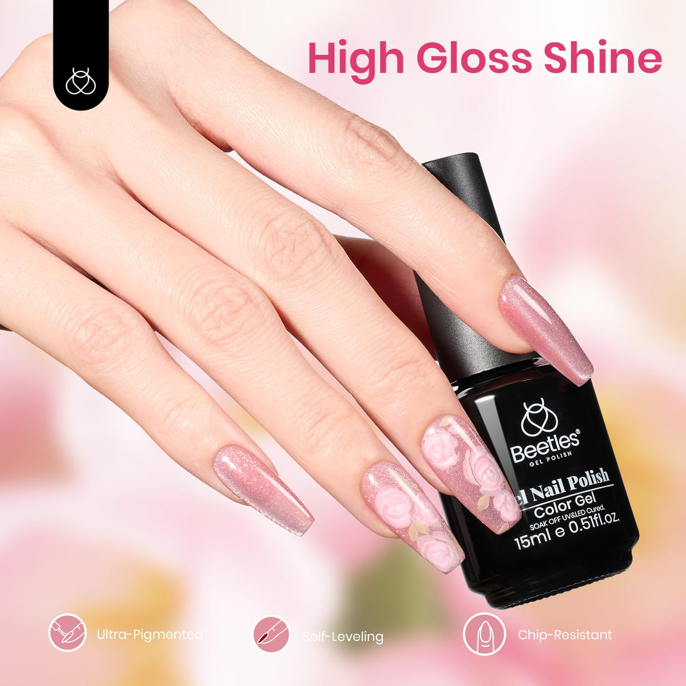 beetles gel polish label close-up displaying shade name and product details
