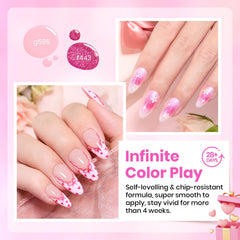 Beetles swatch fan displaying all six pink shades for choice