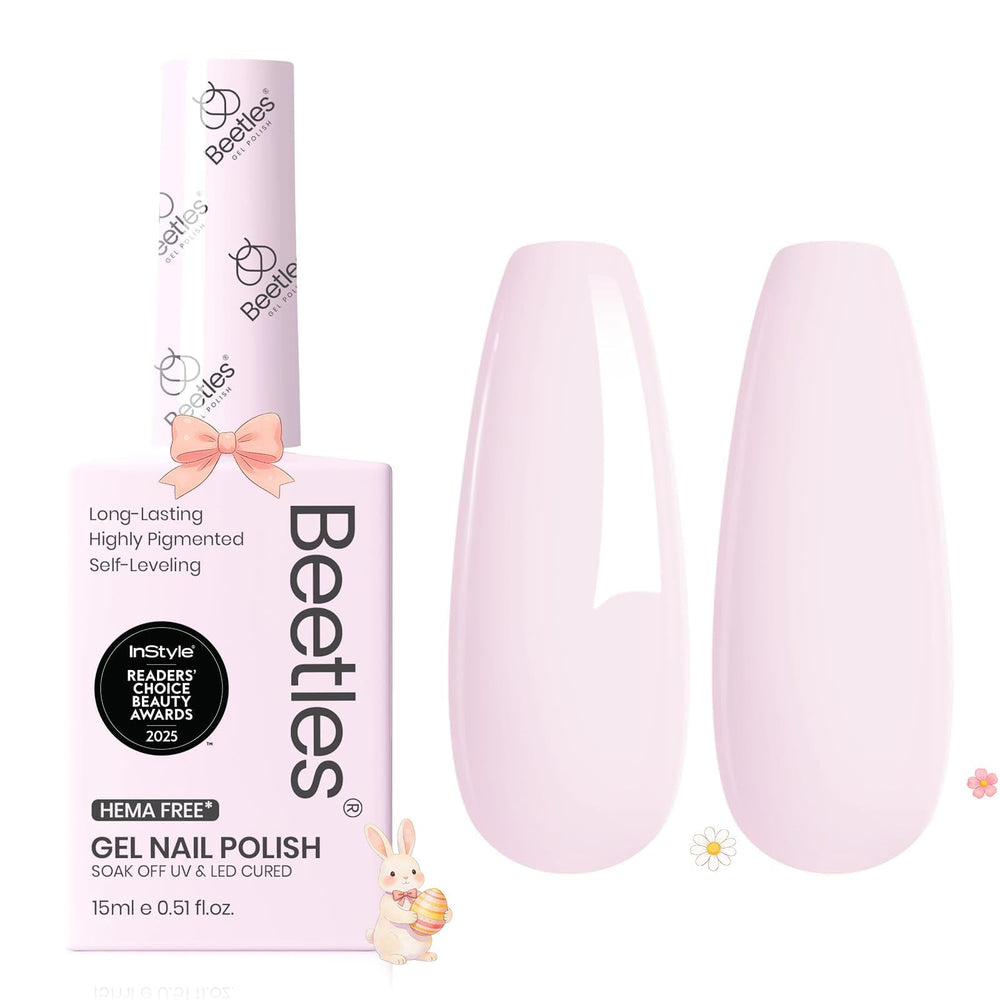 Beetles polish in a summer setting suggesting bright, fresh manicure