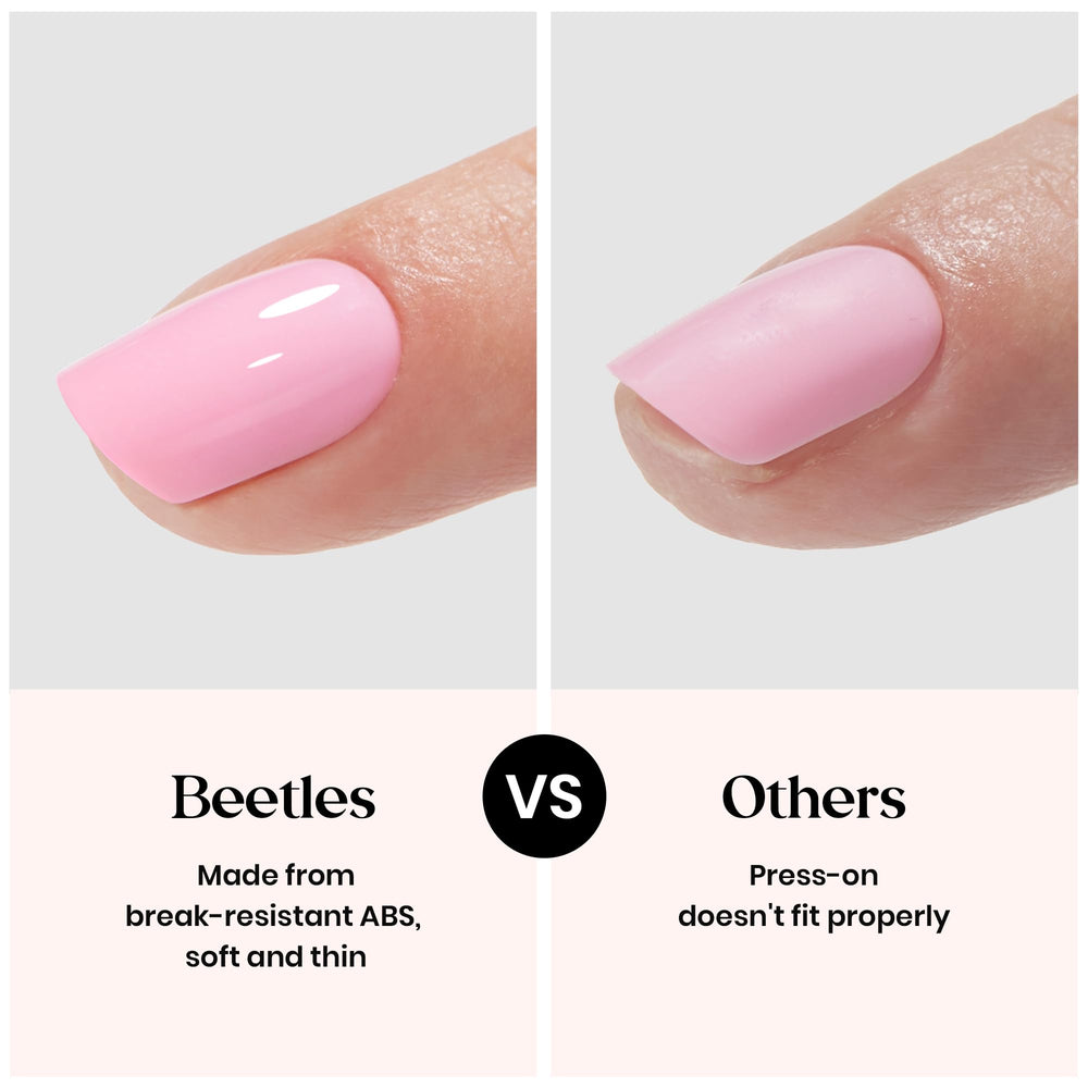 beetles press-on nail application in progress showing quick wear benefit