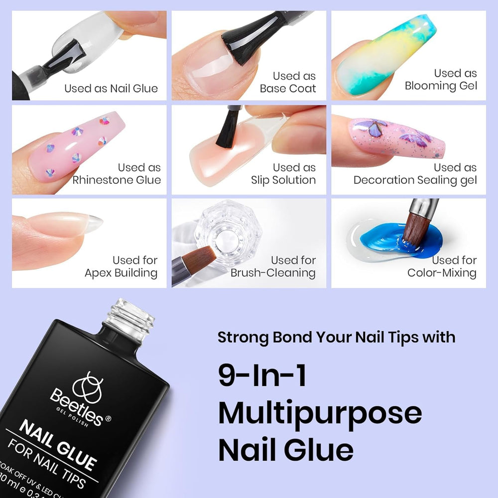 Beetles Gel Polish press-on nails applied in use for long-lasting wear