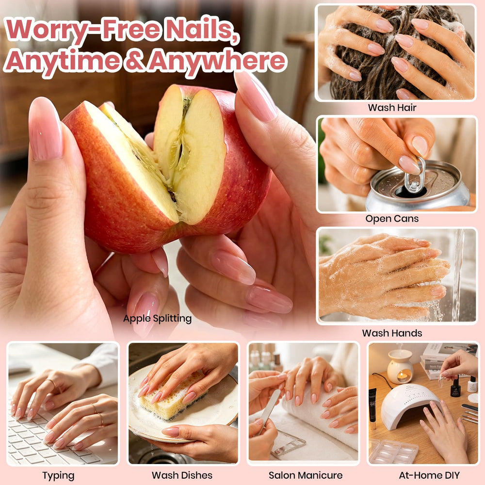 Beetles press-on nails in use showcasing natural look and durable wear