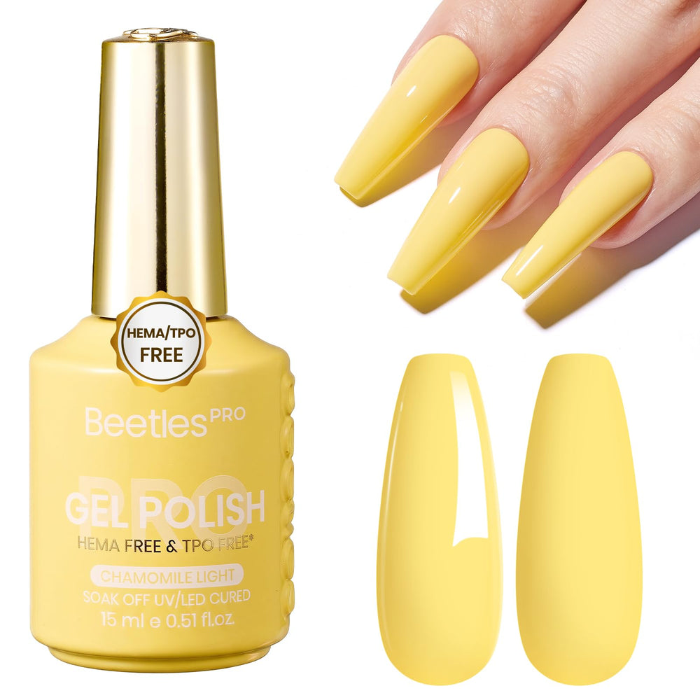 Beetles PRO Chamomile Light front bottle showing bright yellow shade and salon-quality finish