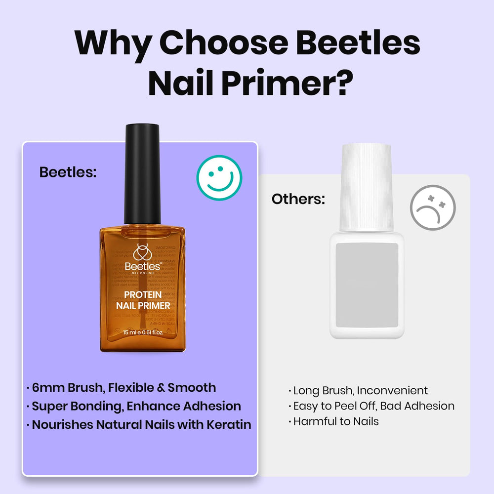 beetles protein primer 15ml bottle beside ruler showing compact travel-friendly benefit