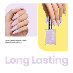 beetles gel polish swatch on nail tip showing true lilac shade and shine