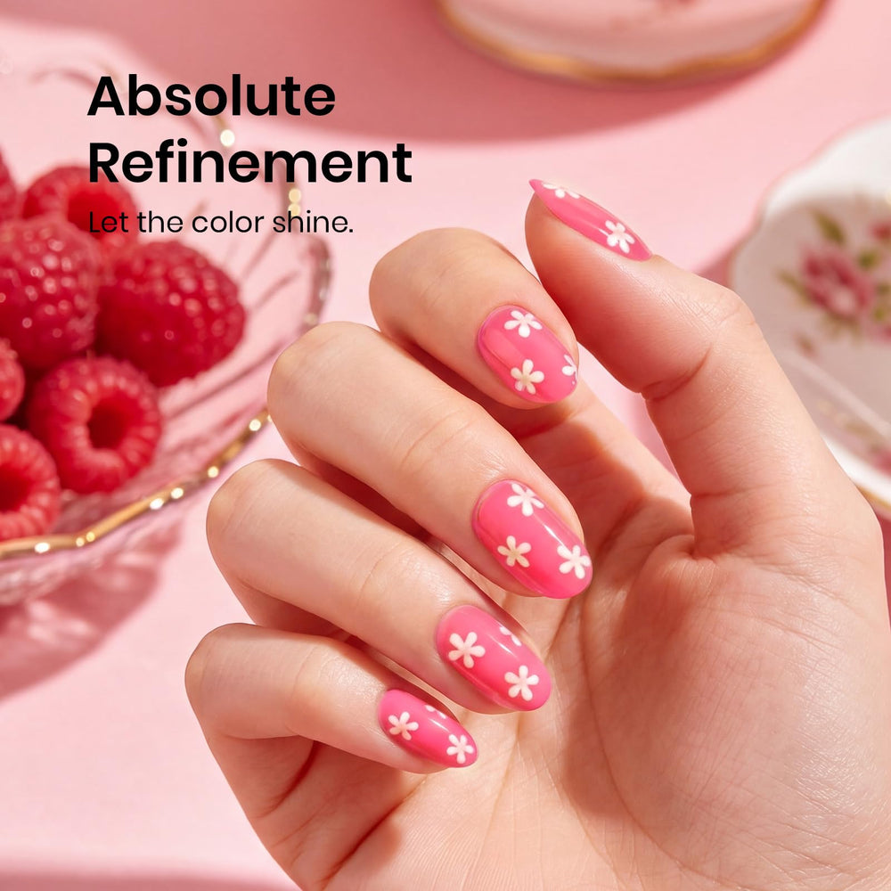 beetles brush swatch of Raspberry Mousse neon pink displaying smooth coverage benefit