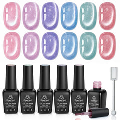 Beetles front packaging showing six romantic galaxy cat eye bottles and kit benefit