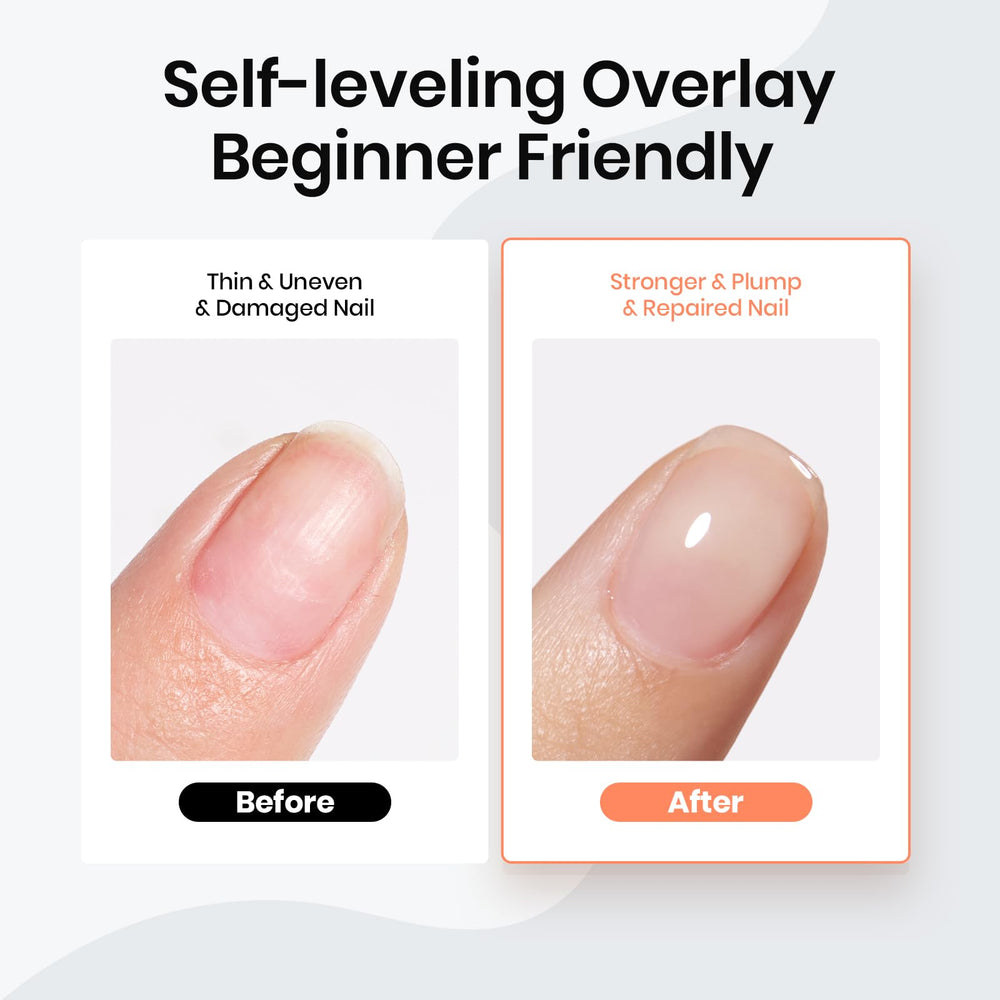Beetles Gel Polish before and after nails demonstrating strengthened result