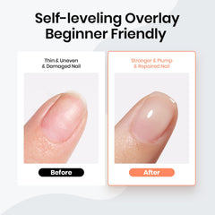 Beetles Gel Polish before and after nails demonstrating strengthened result