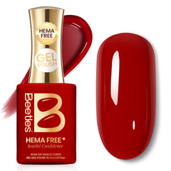 Beetles label closeup with ingredients text showing HEMA-free formula transparency benefit