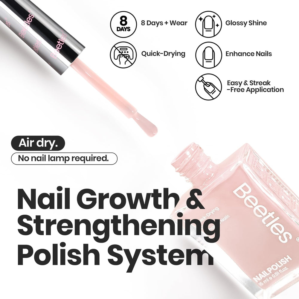 Beetles Gel Polish six bottles laid flat displaying versatile nude to burgundy shades