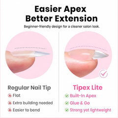 beetles gel polish side profile of short almond tip showing natural fit and smooth free edge