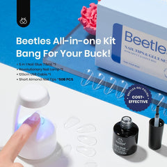 beetles Gel Polish short almond tips spread displaying size variety and convenience