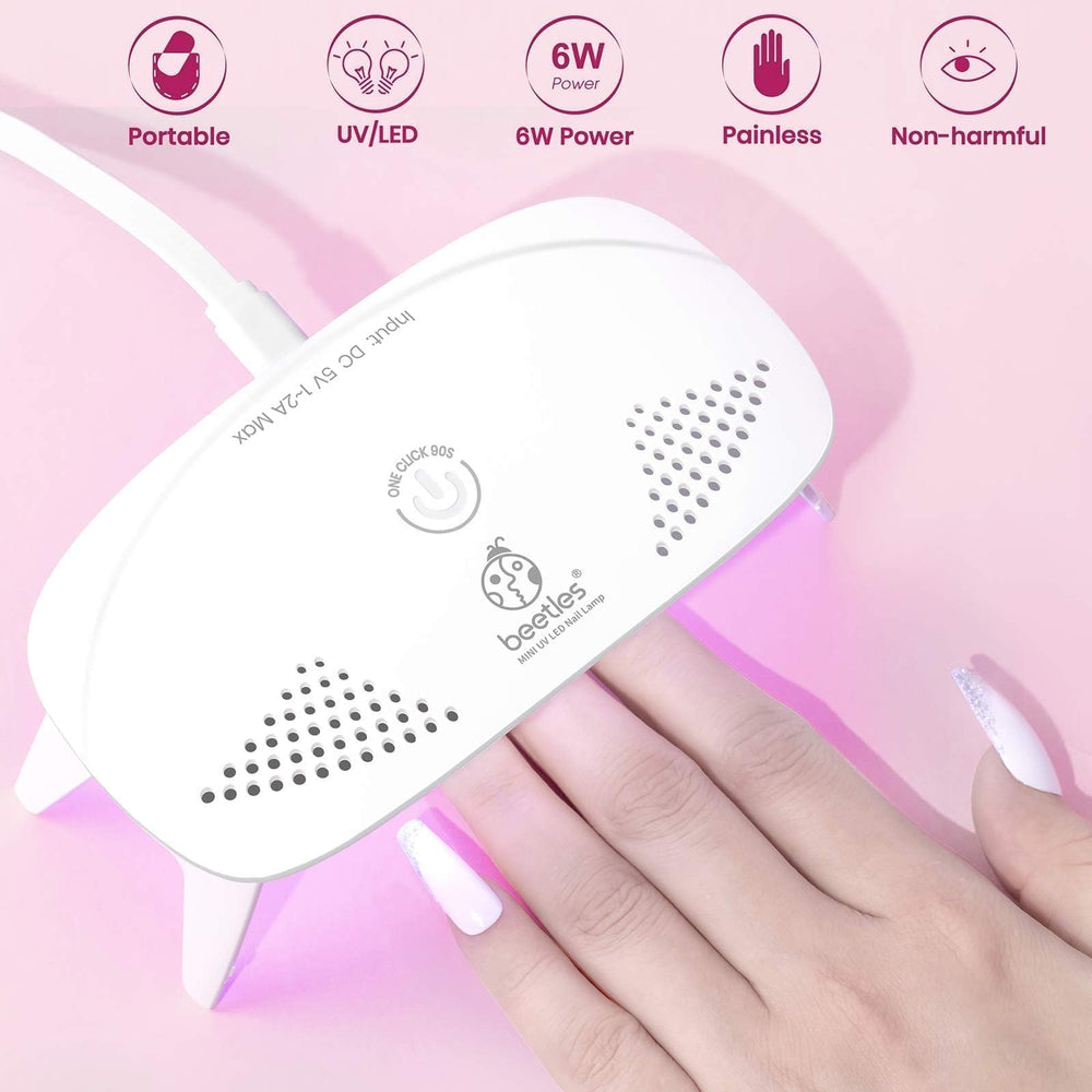 Beetles Gel Polish side view with USB cable connected for convenient power anywhere