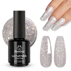 Beetles silver nails in party scene highlighting festive sparkle