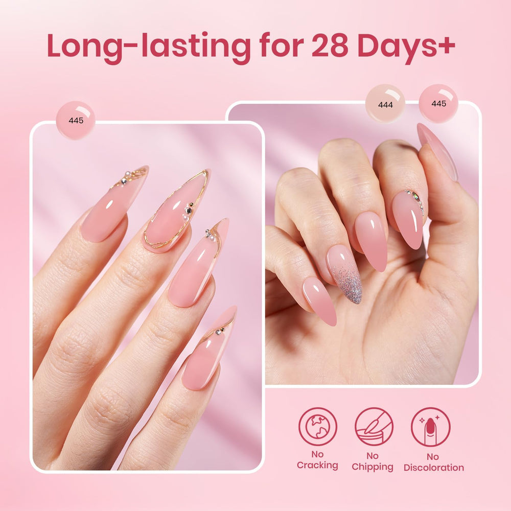Beetles six jelly nude pink gels open to show creamy builder texture