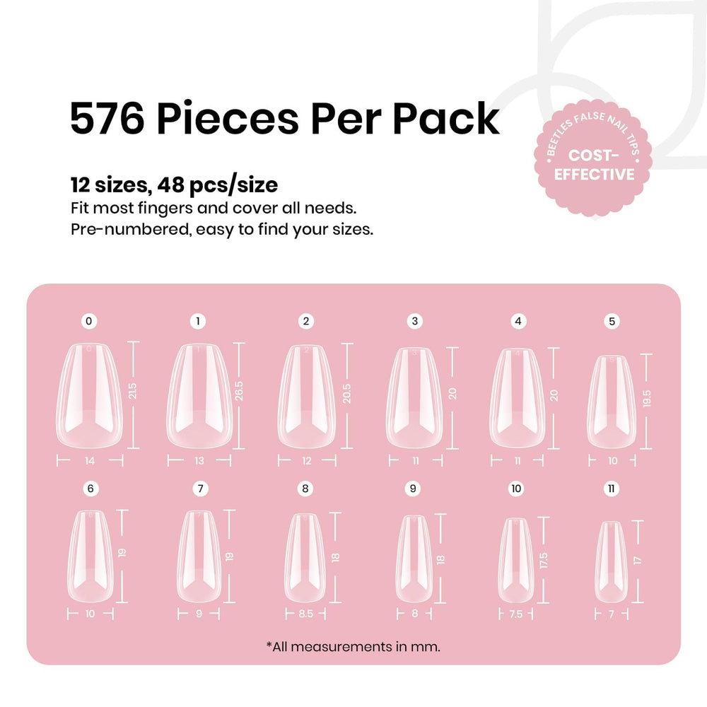 beetles gel polish twelve sizes arrayed to show fit options for every finger benefit