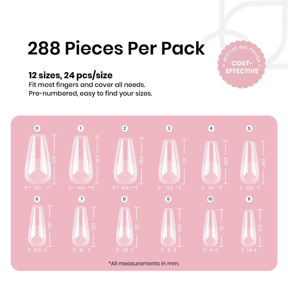 beetles numbered size chart with 12 sizes for accurate nail fitting