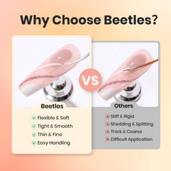 Beetles comparison of brush sizes against a nail tip for scale
