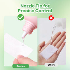 beetles Gel Polish bottle beside hand for size scale and travel-friendly benefit
