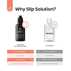 Beetles slip solution held in hand showing 30ml scale benefit for travel and home use