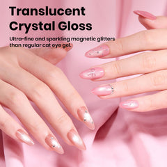 beetles Gel Polish magnet held over nail creating cat eye shimmer, precise control benefit