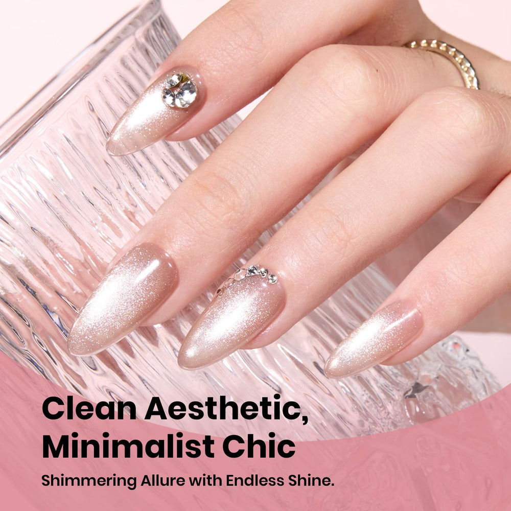 beetles Gel Polish on hands in lifestyle scene, elegant everyday manicure look