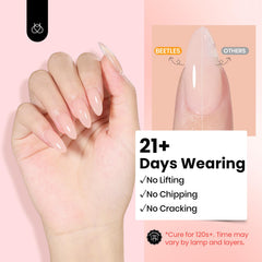 beetles nail swatch showing jelly nude coverage and subtle natural look benefit
