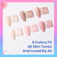 Beetles swatch strip displaying six nude shades for shade selection