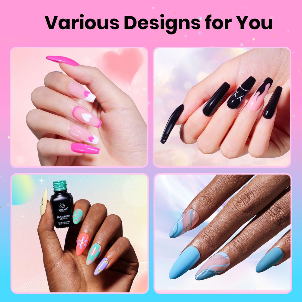 Beetles manicure tools layout showing prep and finishing benefit