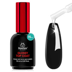 Beetles Gel Polish front bottle showing 15ml size and glossy finish benefit