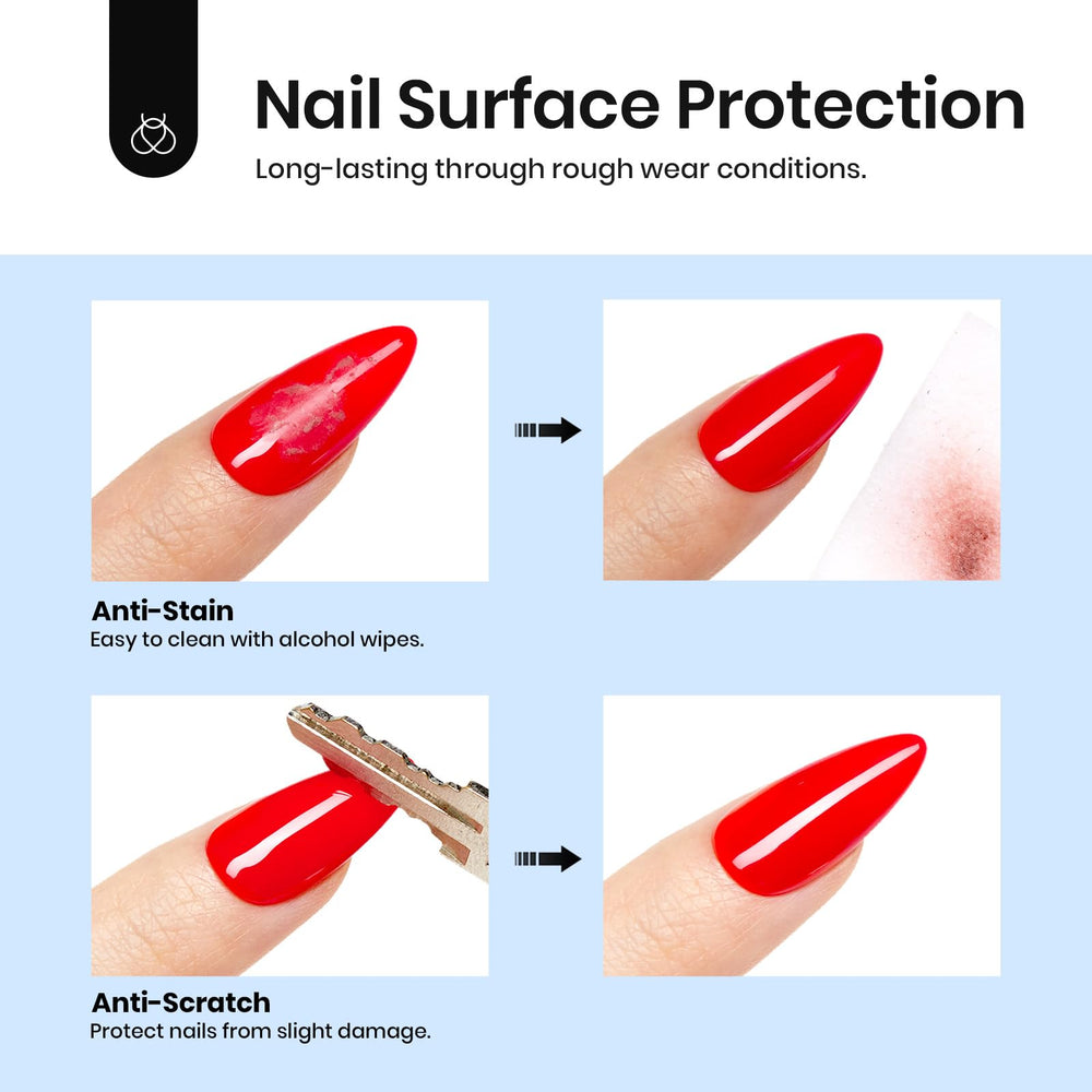 beetles top coat on finished nails conveying mirror-like shine benefit