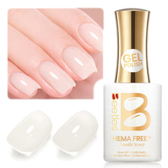 Beetles Gel Polish front bottle showing warm milky white shade and 15ml volume benefit