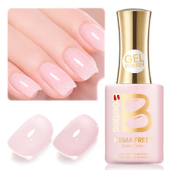 Beetles Gel Polish front bottle showing label and warm nude pink color benefit polish clarity