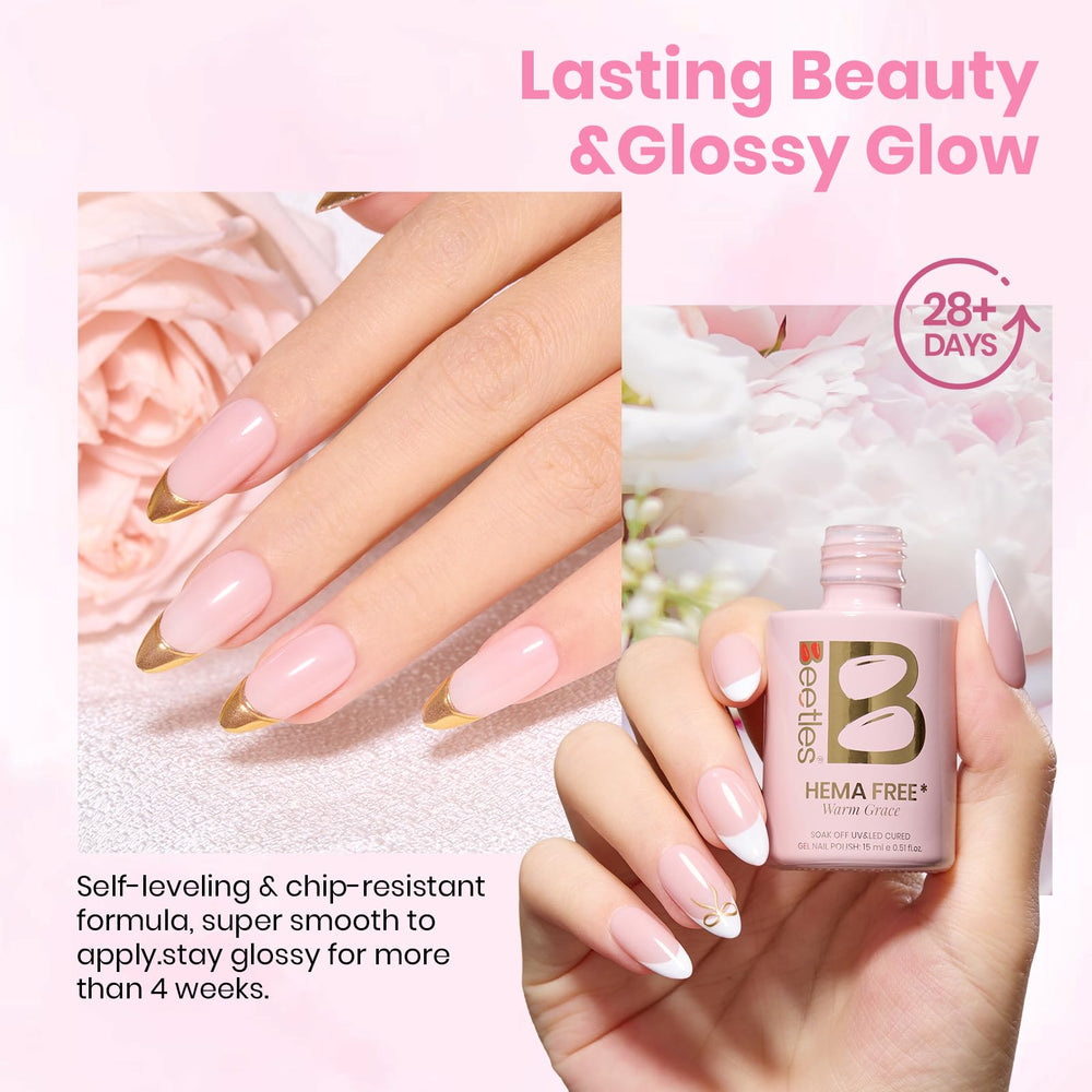 Beetles Gel Polish on hand model showing wearable nude pink and natural-looking finish benefit