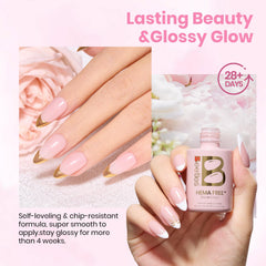 Beetles Gel Polish on hand model showing wearable nude pink and natural-looking finish benefit