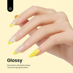 Beetles Gel Polish nail swatch set displaying vivid canary yellow coverage
