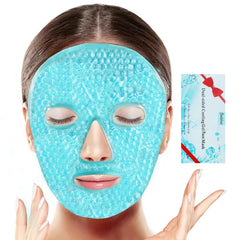 BeeVines front view of blue ice face mask showing shape and color for easy wear