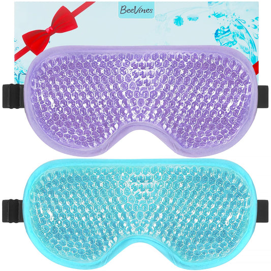 BeeVines front packaging showing two gel eye masks and gift box for convenient relief