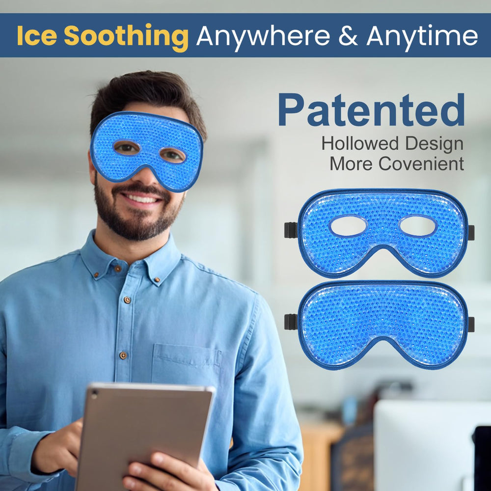 BeeVines full-coverage mask worn lying down for restful cold therapy