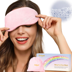 BeHoomi front view of pink mask showing plush cover and zipper, soothing comfort