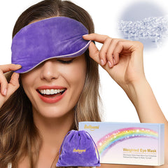 BeHoomi purple mask front view shows plush cover and light-blocking benefit
