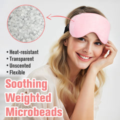 BeHoomi cooling eye pack on eyes providing refreshing relief and reduced puffiness